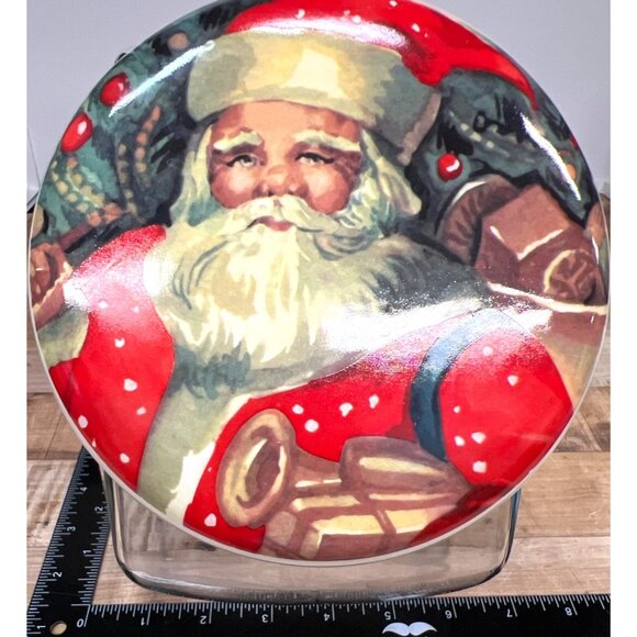 Vintage Glass Santa Claus Cookie Jar With Ceramic Lid - Picture 8 of 8